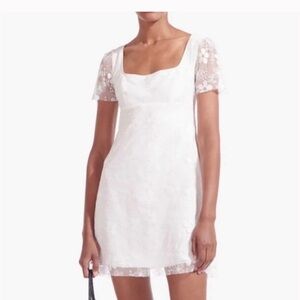 STAUD Sandra White Dress - Floral Overlay